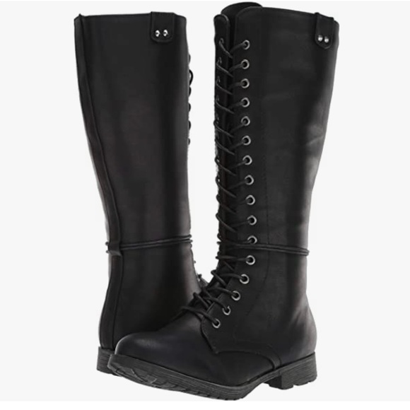 Women’s Black Lace Up Knee High Boots • Size 7 - Picture 1 of 12